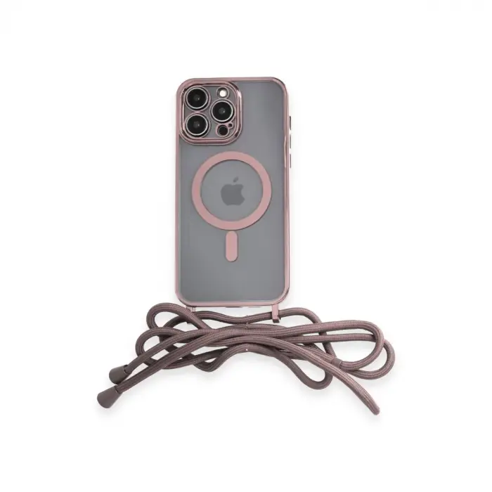 İphone 12 Pro Max Kılıf Divo Lazer Askılı Magsafe Kapak - Pembe