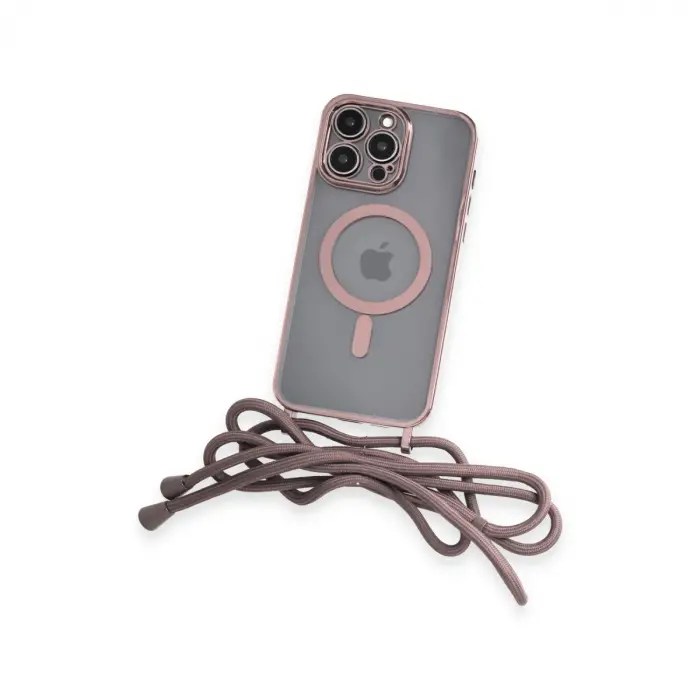İphone 12 Pro Max Kılıf Divo Lazer Askılı Magsafe Kapak - Pembe