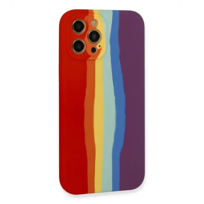 İphone 12 Pro Max Kılıf Ebruli Lansman Silikon - Kırmızı-mor