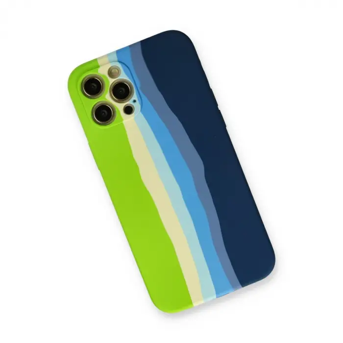 İphone 12 Pro Max Kılıf Ebruli Lansman Silikon - Yeşil-koyu Yeşil