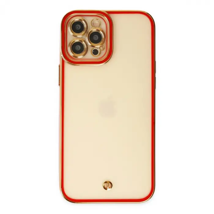 İphone 12 Pro Max Kılıf Liva Lens Silikon - Kırmızı