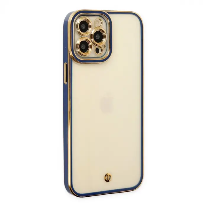İphone 12 Pro Max Kılıf Liva Lens Silikon - Mavi
