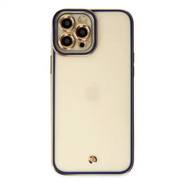 İphone 12 Pro Max Kılıf Liva Lens Silikon - Mavi