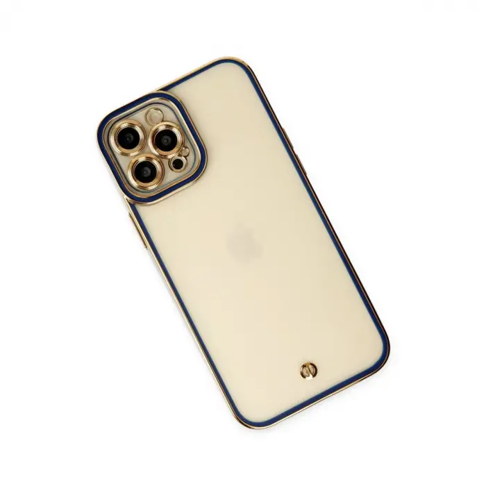 İphone 12 Pro Max Kılıf Liva Lens Silikon - Mavi
