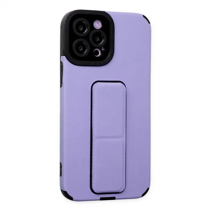 İphone 12 Pro Max Kılıf Mega Standlı Silikon - Lila