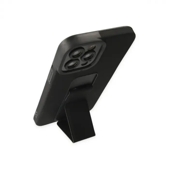 İphone 12 Pro Max Kılıf Mega Standlı Silikon - Siyah
