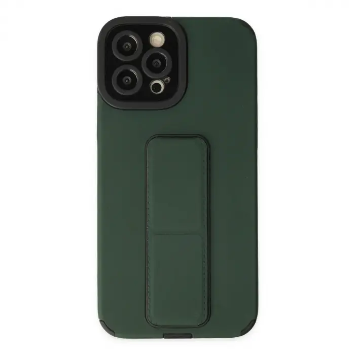 İphone 12 Pro Max Kılıf Mega Standlı Silikon - Yeşil