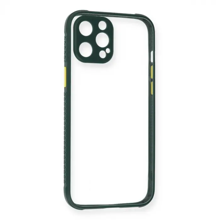 İphone 12 Pro Max Kılıf Miami Şeffaf Silikon - Koyu Yeşil