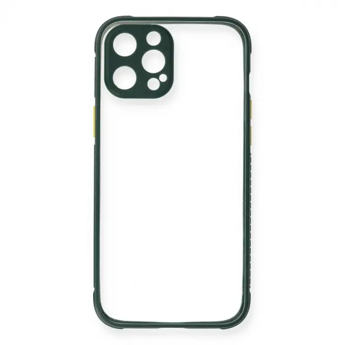 İphone 12 Pro Max Kılıf Miami Şeffaf Silikon - Koyu Yeşil