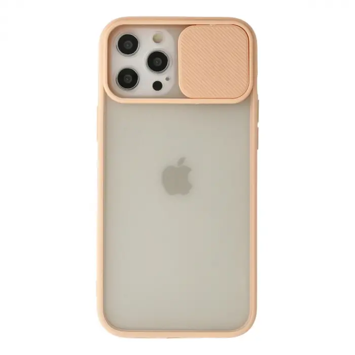 İphone 12 Pro Max Kılıf Palm Buzlu Kamera Sürgülü Silikon - Pembe