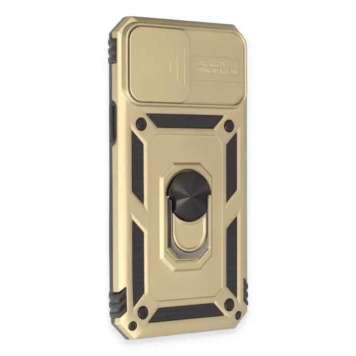 İphone 12 Pro Max Kılıf Pars Lens Yüzüklü Silikon - Gold