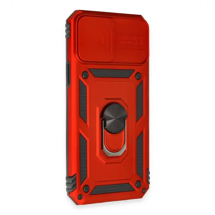 İphone 12 Pro Max Kılıf Pars Lens Yüzüklü Silikon - Kırmızı