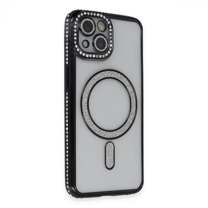 İphone 13 Kılıf Joke Simli Magneticsafe Kılıf - Siyah
