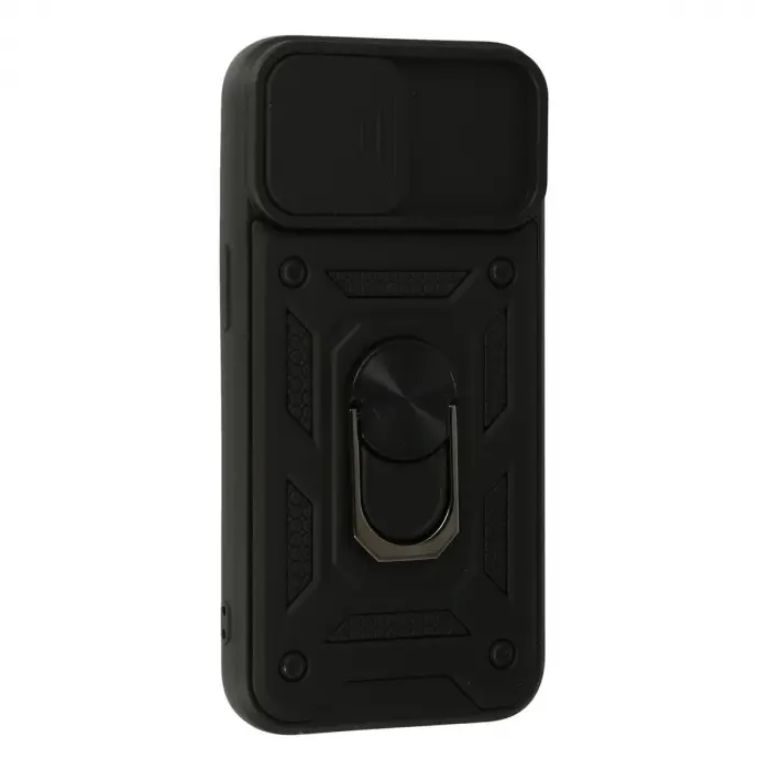 İphone 13 Kılıf Pars Lens Yüzüklü Silikon - Siyah