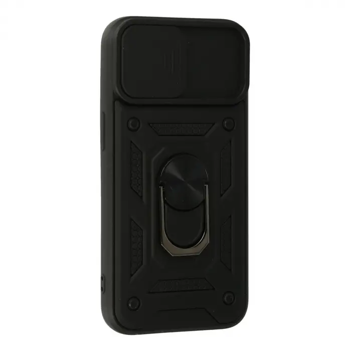 İphone 13 Kılıf Pars Lens Yüzüklü Silikon - Siyah