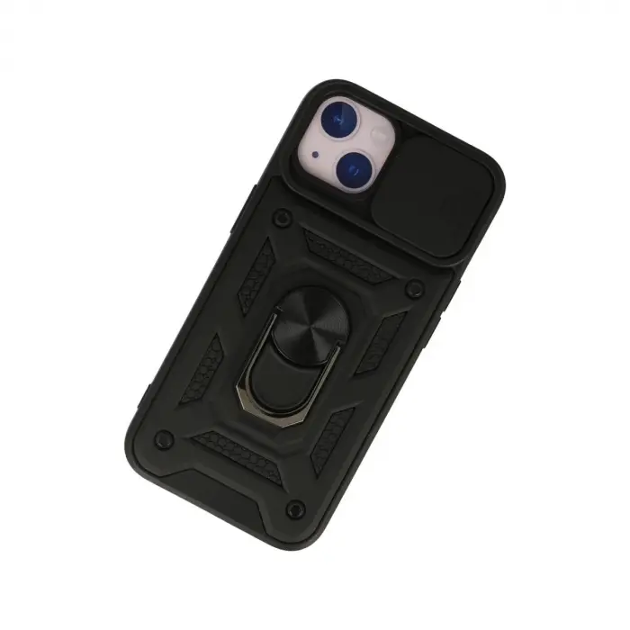 İphone 13 Kılıf Pars Lens Yüzüklü Silikon - Siyah