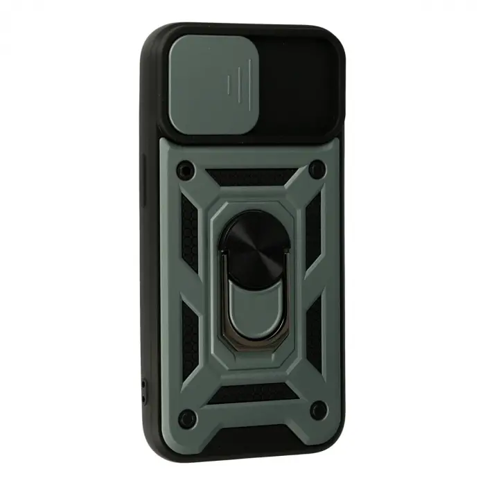 İphone 13 Kılıf Pars Lens Yüzüklü Silikon - Yeşil