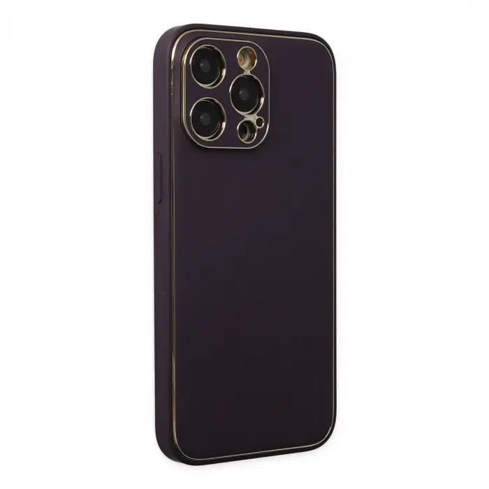 İphone 13 Pro Kılıf Coco Deri Silikon Kapak - Derin Mor