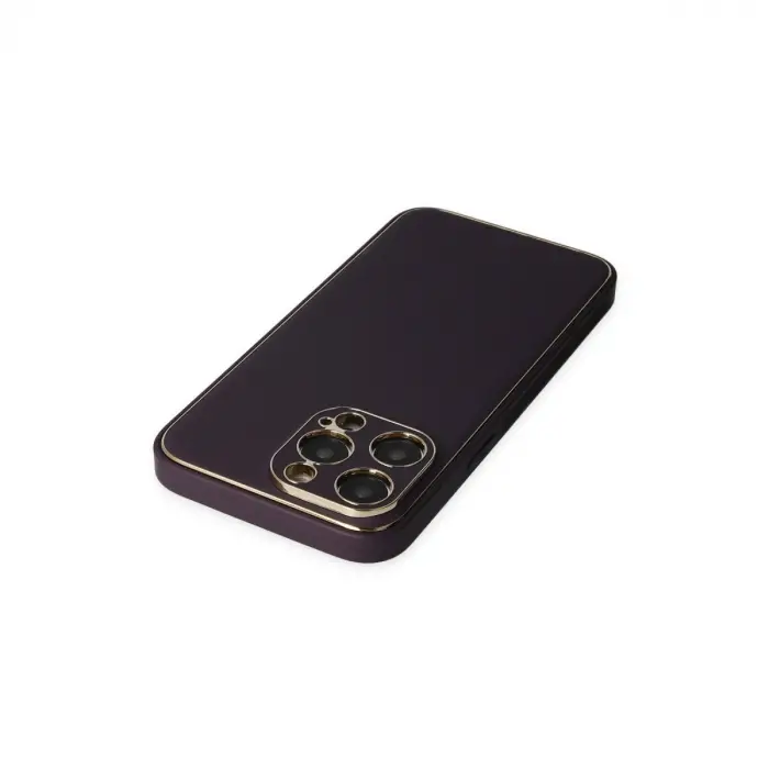 İphone 13 Pro Kılıf Coco Deri Silikon Kapak - Derin Mor