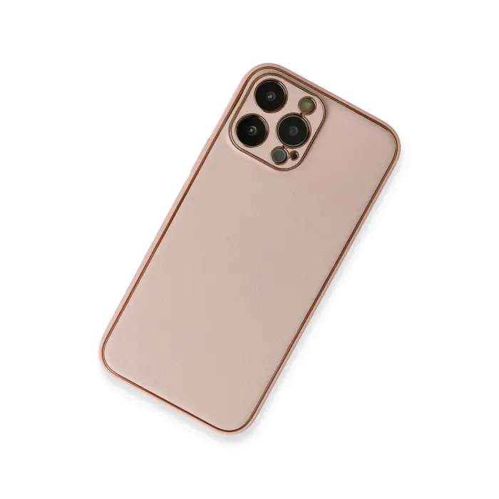 İphone 13 Pro Kılıf Coco Deri Silikon Kapak - Pembe