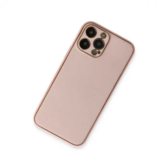 İphone 13 Pro Kılıf Coco Deri Silikon Kapak - Pembe