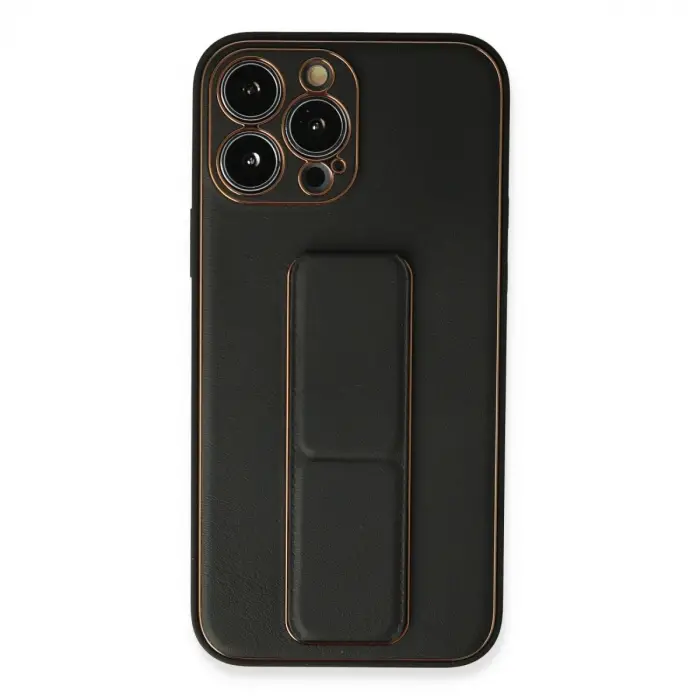 İphone 13 Pro Kılıf Coco Deri Standlı Kapak - Siyah