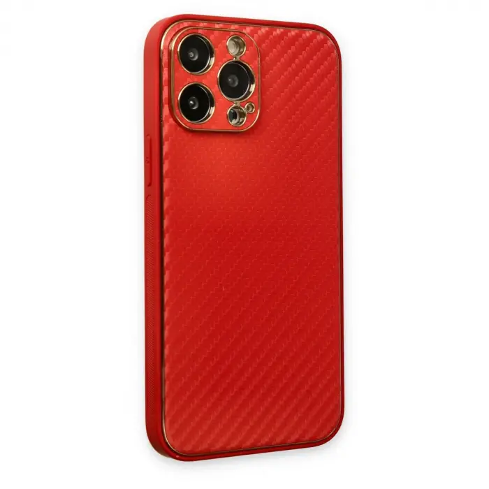 İphone 13 Pro Kılıf Coco Karbon Silikon - Kırmızı