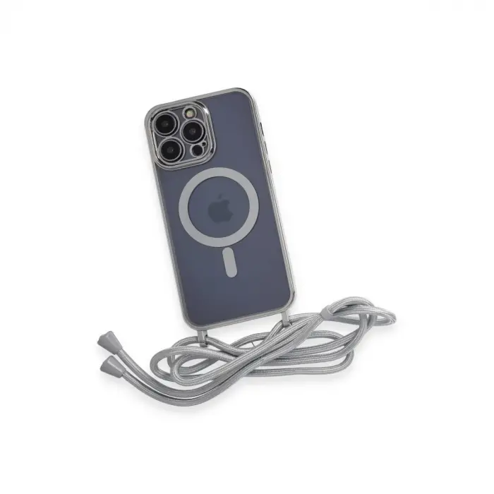 İphone 13 Pro Kılıf Divo Lazer Askılı Magsafe Kapak - Gümüş