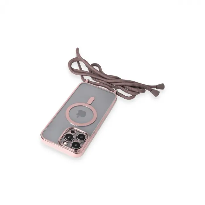 İphone 13 Pro Kılıf Divo Lazer Askılı Magsafe Kapak - Pembe