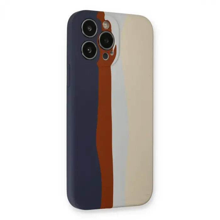 İphone 13 Pro Kılıf Ebruli Lansman Silikon - Lacivert-krem