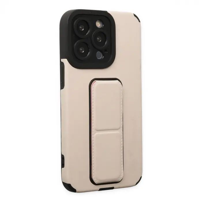 İphone 13 Pro Kılıf Mega Standlı Silikon - Gold