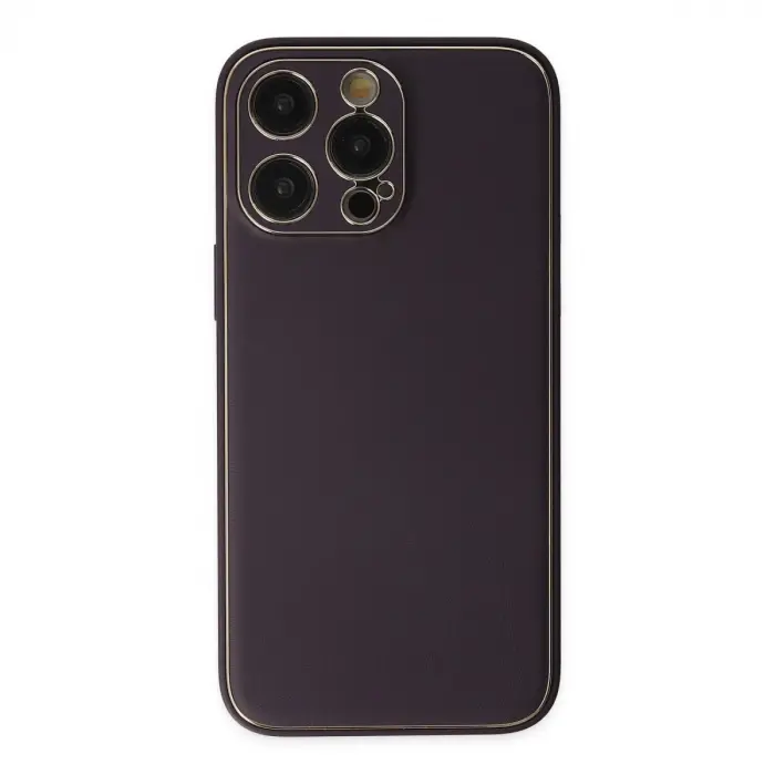 İphone 13 Pro Max Kılıf Coco Deri Silikon Kapak - Derin Mor