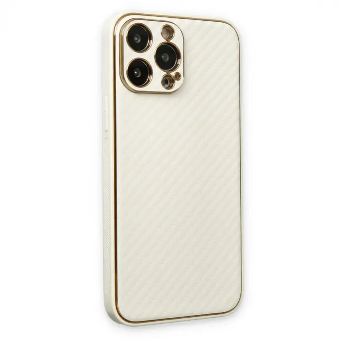 İphone 13 Pro Max Kılıf Coco Karbon Silikon - Beyaz