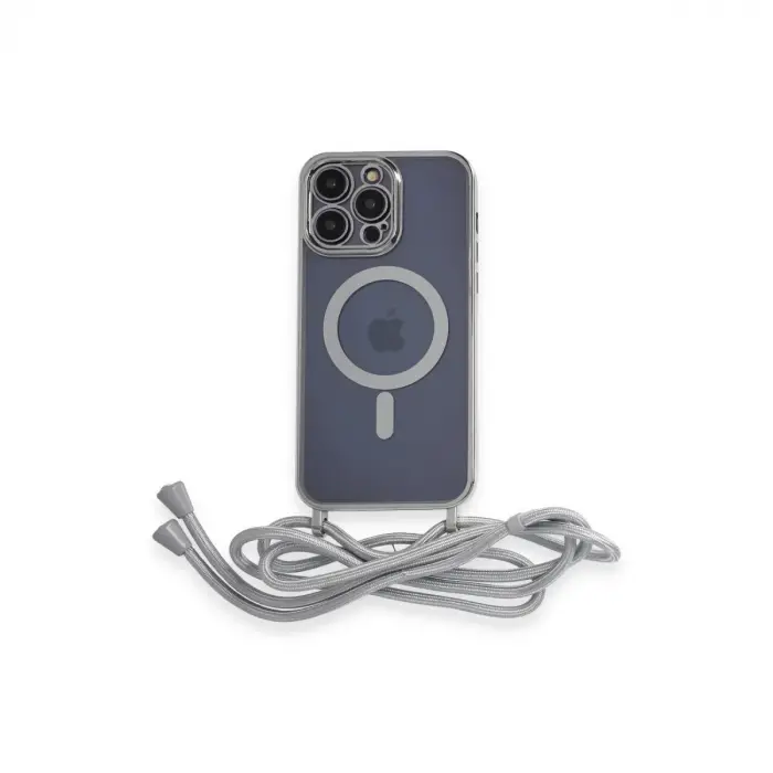 İphone 13 Pro Max Kılıf Divo Lazer Askılı Magsafe Kapak - Gümüş