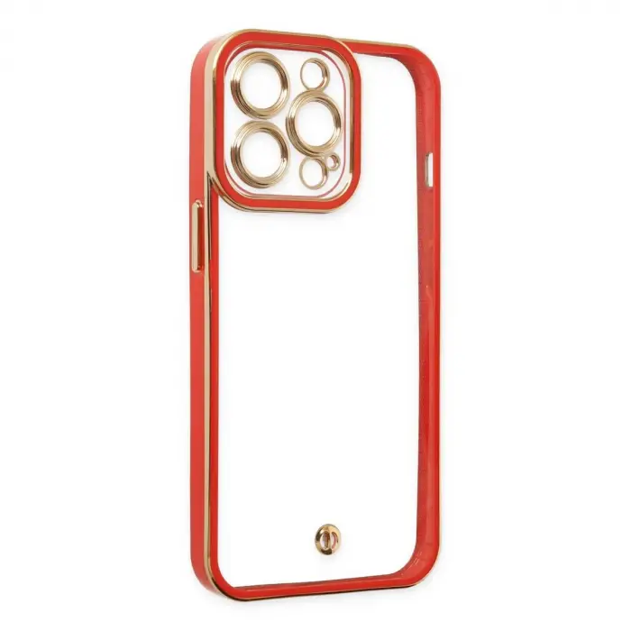 İphone 13 Pro Max Kılıf Liva Lens Silikon - Kırmızı