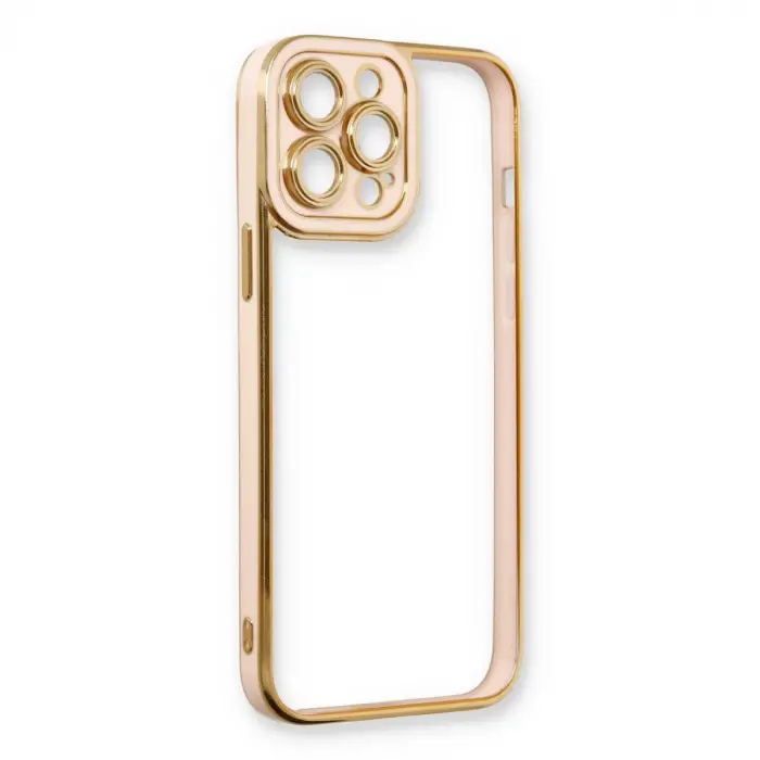 İphone 13 Pro Max Kılıf Liva Lens Silikon - Pudra