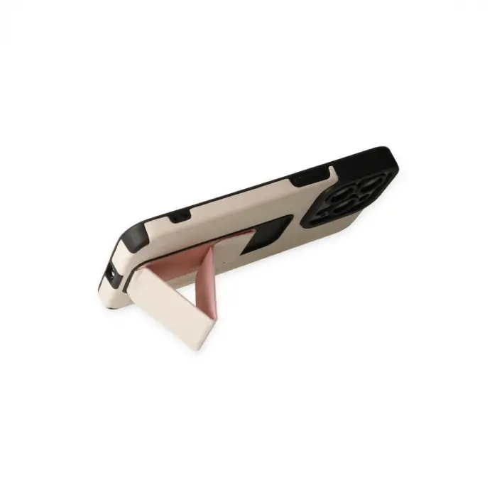 İphone 13 Pro Max Kılıf Mega Standlı Silikon - Gold