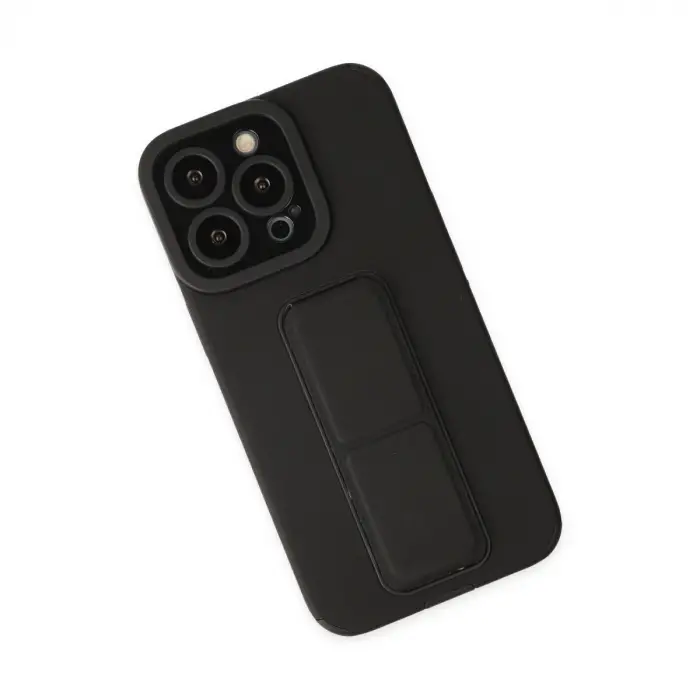 İphone 13 Pro Max Kılıf Mega Standlı Silikon - Siyah