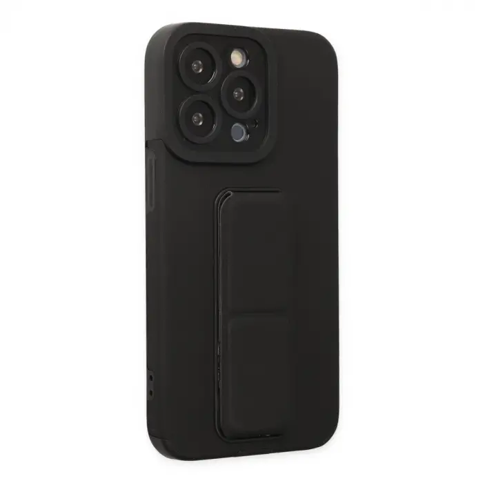 İphone 13 Pro Max Kılıf Mega Standlı Silikon - Siyah