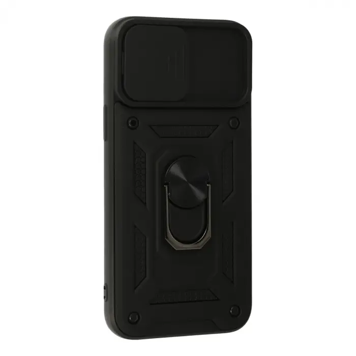 İphone 13 Pro Max Kılıf Pars Lens Yüzüklü Silikon - Siyah