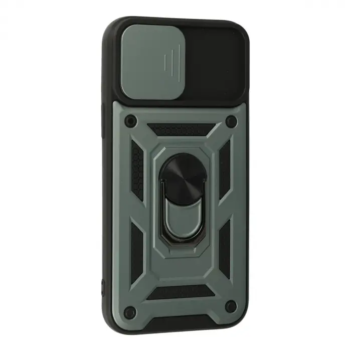 İphone 13 Pro Max Kılıf Pars Lens Yüzüklü Silikon - Yeşil