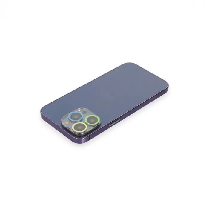 İphone 13 Pro Max Renkli Kamera Lens Koruma Cam - Yeşil-sarı