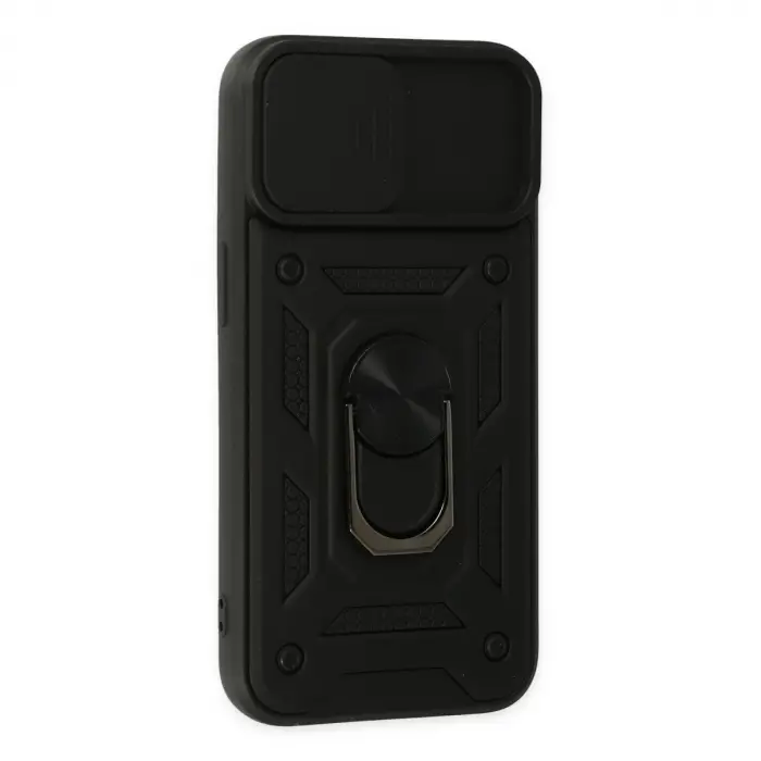 İphone 14 Kılıf Pars Lens Yüzüklü Silikon - Siyah