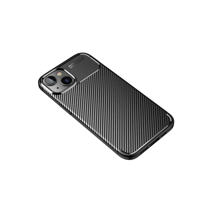 İphone 14 Plus Kılıf Auto Focus Karbon Kapak - Siyah