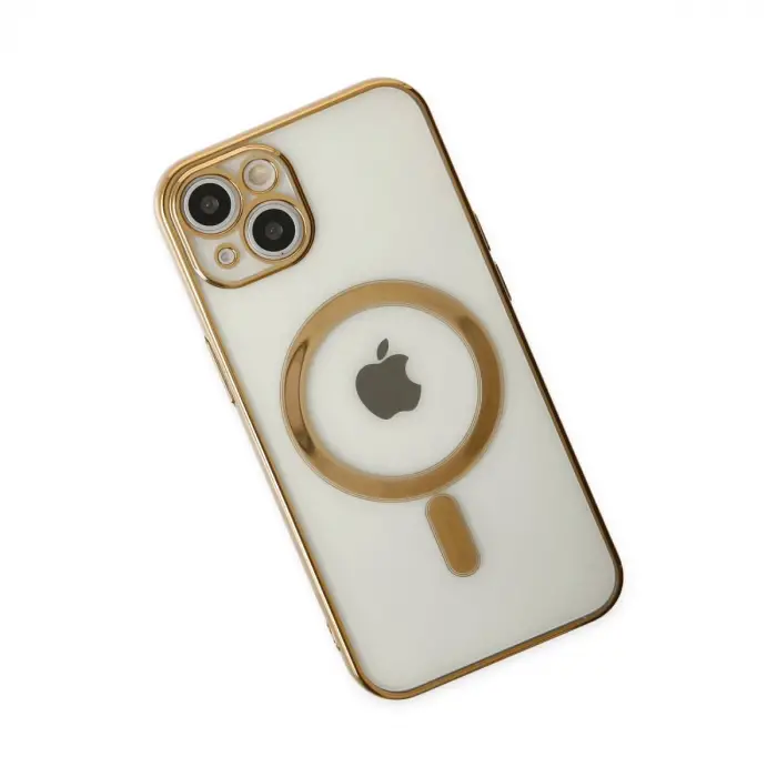 İphone 14 Plus Kılıf Magneticsafe Lazer Silikon - Gold