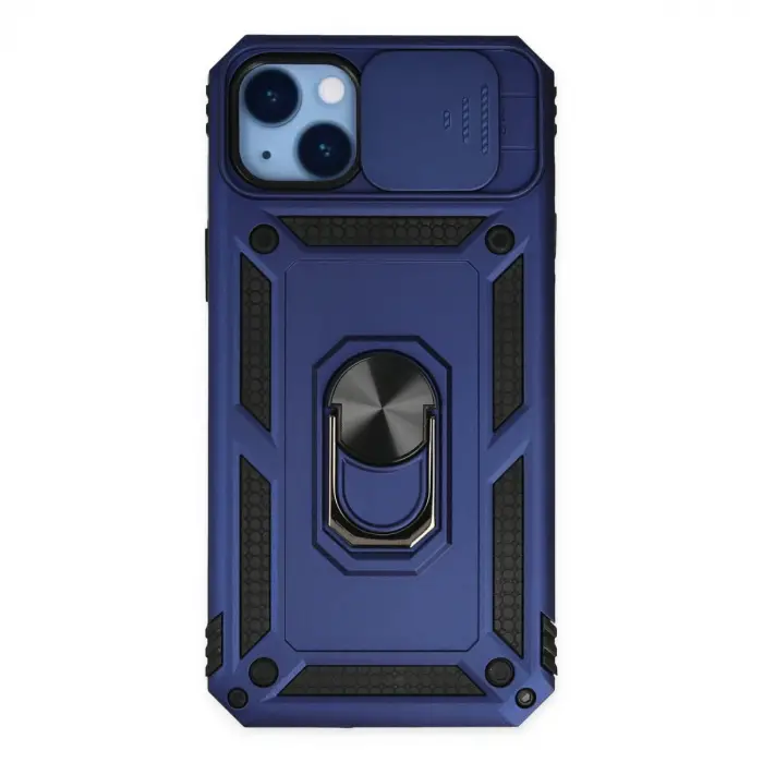 İphone 14 Plus Kılıf Pars Lens Yüzüklü Silikon - Lacivert