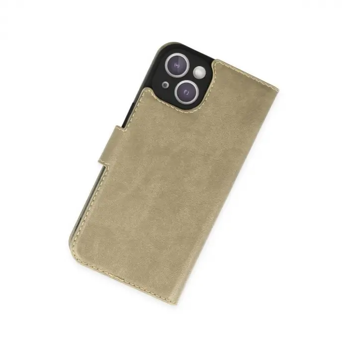 İphone 14 Plus Kılıf Trend S Plus Kapaklı Kılıf - Gold