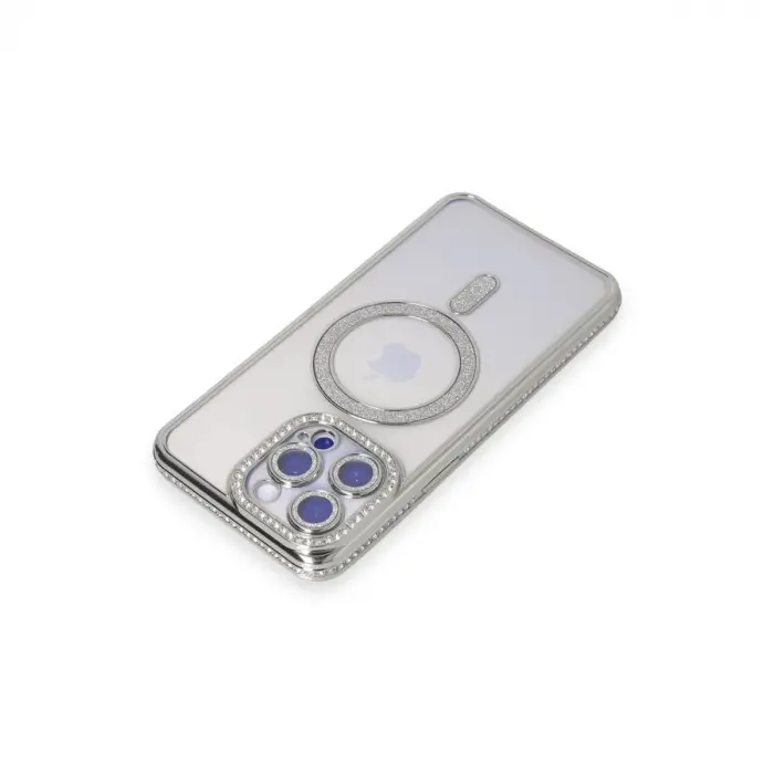 İphone 14 Pro Kılıf Joke Simli Magneticsafe Kılıf - Gümüş