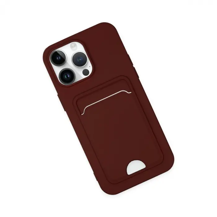 İphone 14 Pro Kılıf Kelvin Kartvizitli Silikon - Bordo