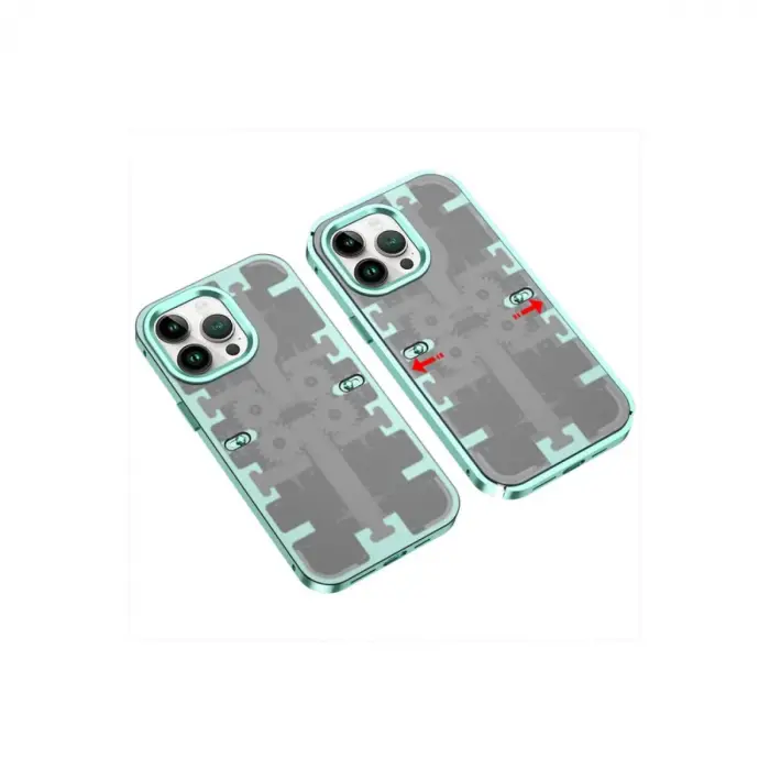 İphone 14 Pro Kılıf Mekanik Bumper Kapak - Yeşil